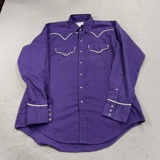 VINTAGE Tru West Rockmount Ranchwear Shirt Mens 16.5 35 Purple Pearl Snap Cowboy