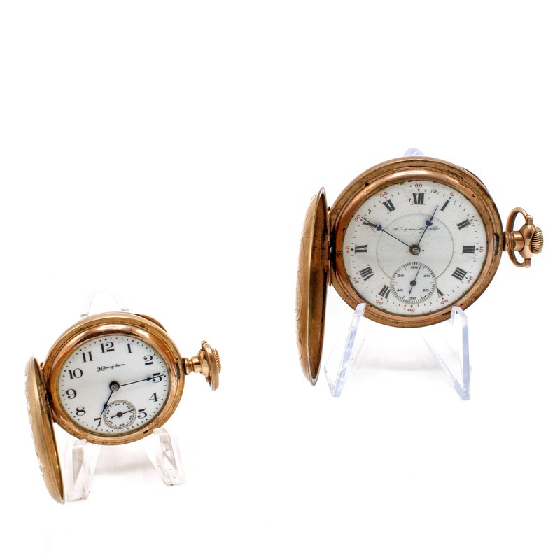 1907 Hampden 0-12s 7-17j Molly & General Stark Pocket Watches Lot of 2 #WB5668-5