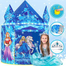 Frozen Princess Tent for Girls with Magical Sound Button, LED Lights, Crown  Wa