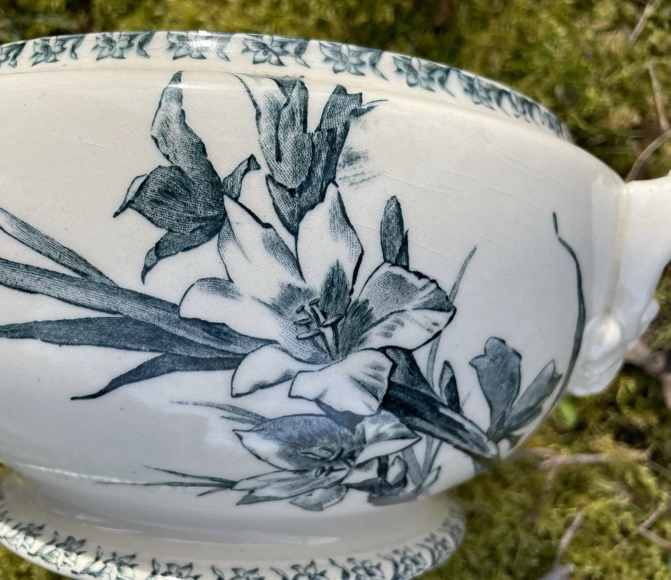 Ancienne Soupière Terre de Fer Gien Modèle Glaïeul - Photo 4/4