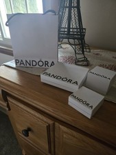 Pandora 3 White Jewelry Gift Box Charm Ring Display Storage Box Only and Bag