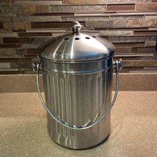OGGI Stainless Steel Indoor Composter Pail with Lid and Handle
