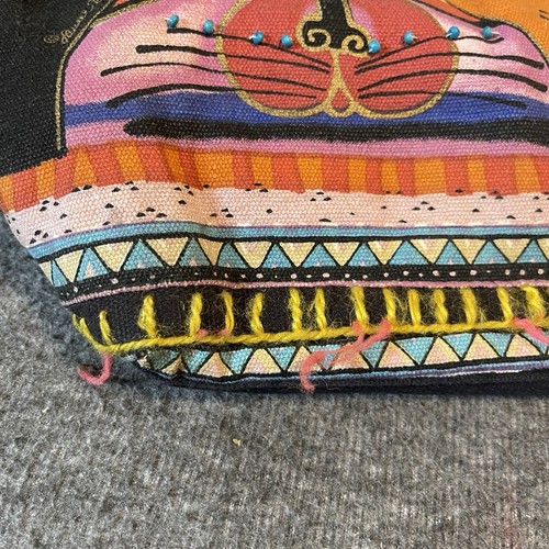 Laurel Burch Feline Friends Cats Cutout Shoulder Purse Black Tote Handbag - Picture 2 of 11