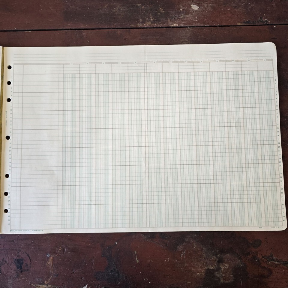 Vintage Wilson Jones G7513 Column Write Columnar Pad 13 Columns Green ...
