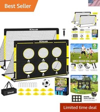 Kids Soccer Goal for Backyard Set - 2 of 6x4 ft Soccer Goals Training Equipme...