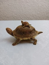 Bombay Brass Topaz Turtle Trinket Box & Magnifier & Letter Opener 