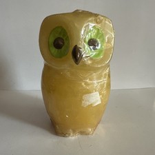 VTG Owl Candle Wax Figure 1970's Lenox Yellow Green New Sealed MCM Made In USA