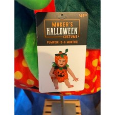 Makers Halloween Pumpkin Costume Infant 0-6 Months Polka Dot Plush 2pc Set NWT