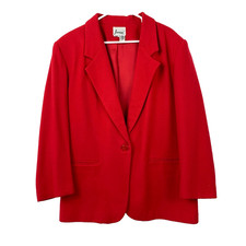 Vintage Joanna Wool Red Suit Jacket Blazer One Button Womens Chest 45"
