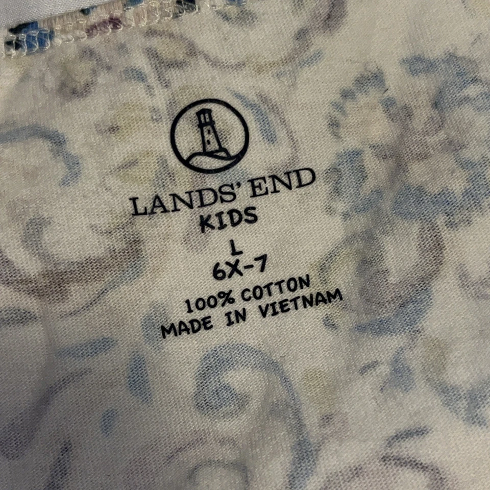 Lands End Long Sleeve Dresses Paisley Floral Watercolor Girls 6 7 - Image 4 of 4