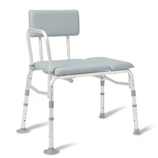 Medline Padded Transfer Bench for Bathtub Rust-Resistant, Back Rest , 400 lb