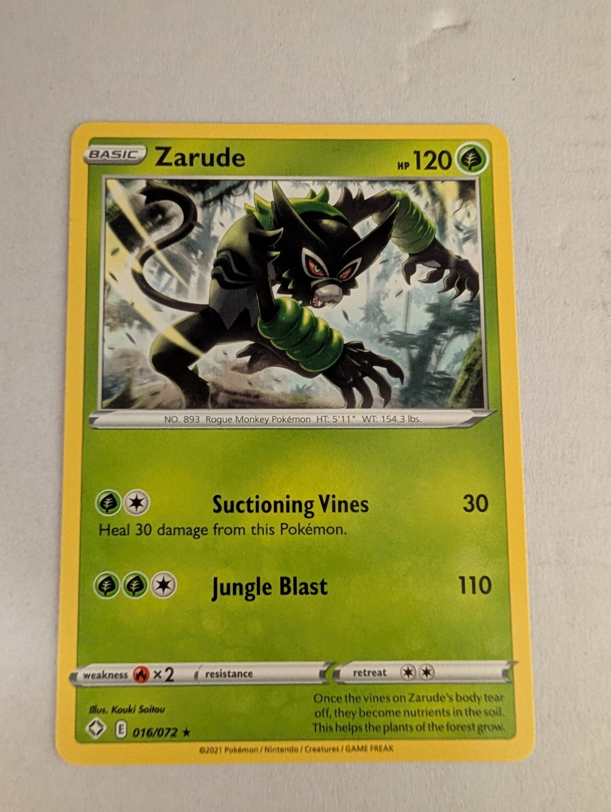 Pokemon Zarude Shining Fates 16 Near Mint