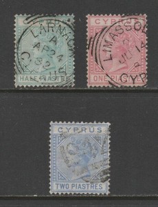 Cyprus 1881 ½p, 1p, 2p Sc 11 - 13 Used VF CV $132.50