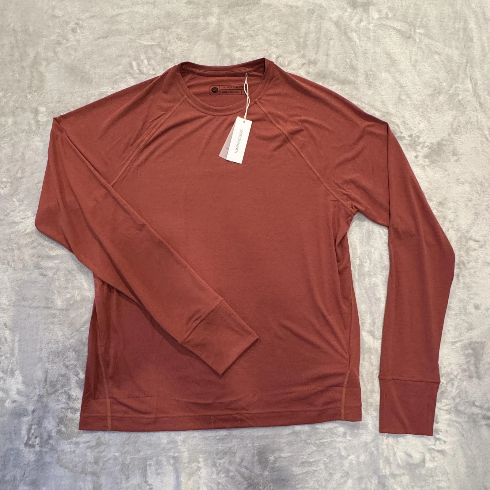 Outerknown Shirt Mens Large Marine Red Long Sleeve UPF 50 Quick Dry Performance