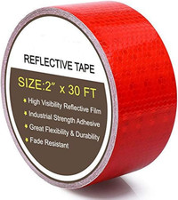 2" X 30 Feet Reflective Safety Tape Red Hazard Caution Adhesive, Reflector Tape