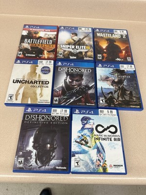 Lot Of 8 PS4 Games Bundle Dishonored uncharted sniper elite battelfield