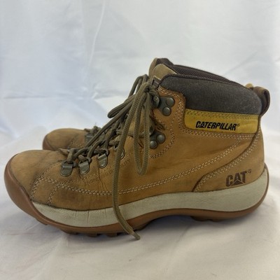 Caterpillar Stiefel hellbraun Leder UK 6 weite Passform Damen KAT Schnürung klobige Sohle Knöchel