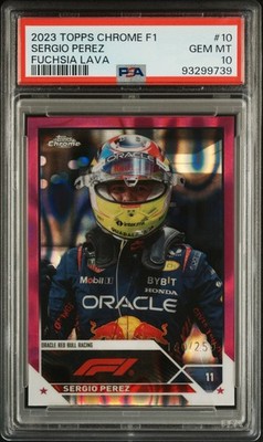 2023 Topps Chrome Formula 1 Sergio Perez Fuchsia Lava PSA 10