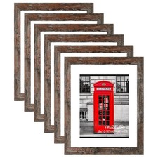 8x10 Picture Frame Rustic Brown Set of 6,Display Pictures 5x7 with Mat or 8x1...