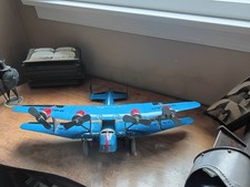 1936 Marx Tin Mail TWA Wind UP Biplane . It's Swell.