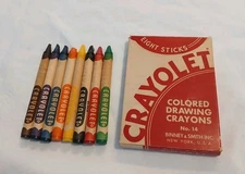 Vintage CRAYOLET CRAYONS 8 Eight Sticks No. 14 Made in USA School Kids Supply