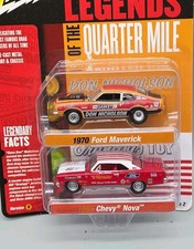 Paquete de 2 leyendas del cuarto de milla Johnny Lightning 1970 Ford Maverick y 1966 Ch