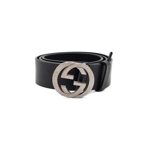 Gucci Interlocking G Logo Black Leather Mens Belt 368186 152318946