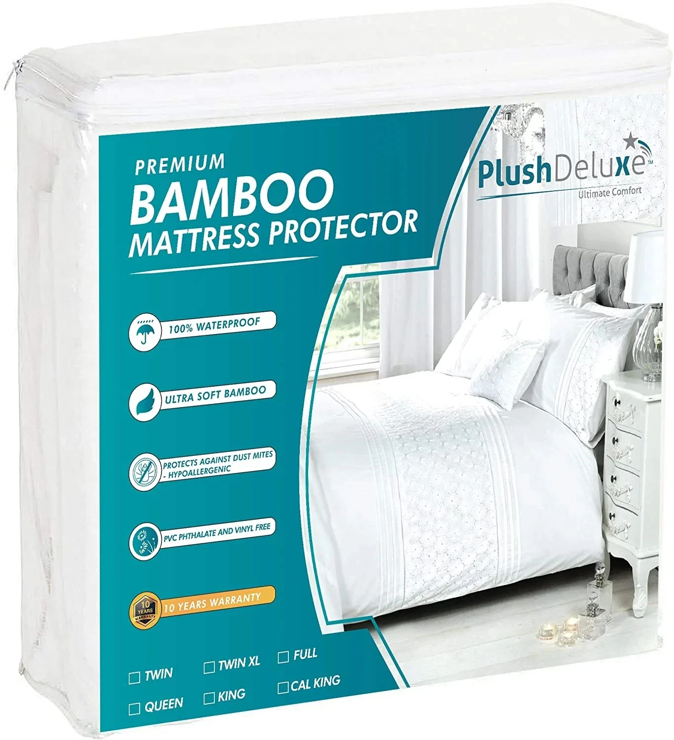 PlushDeluxe Premium Bamboo Mattress Protector - Full Size 54x75