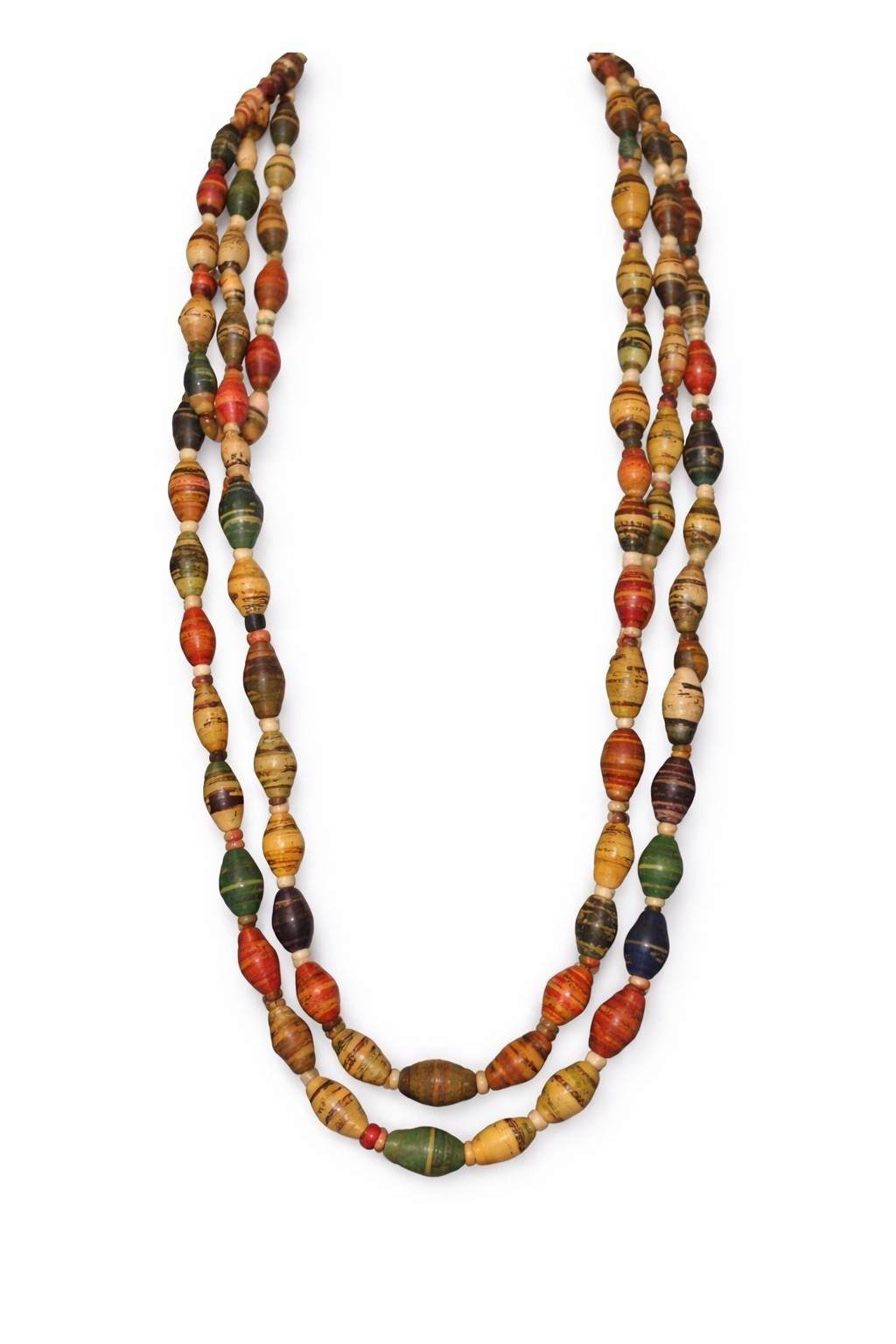 Handcrafted Multicolor Paper Beaded Necklace Bohe… - image 1