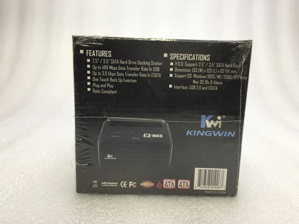 New Kingwin EZD-2535 EZ-Dock 2.5-Inch/3.5-Inch SATA Hard Drive Dock Sealed Box - Image 3 of 4