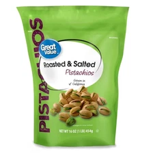 Great Value Roasted & Salted Pistachios, 16 oz Resealable Bag