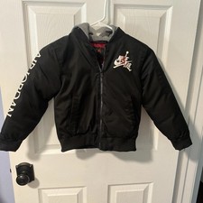 Air Jordan Bomber Jacket Boys Medium 5-6 Years Black and Red Great Condition