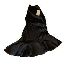 Zara Asymetric Dress Womens Size S Black Sleeveless Ruffles Side Zip
