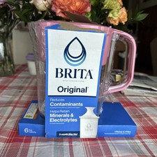 Brita 6 Cup Small Plastic Water Filter Pitcher, Pink, BPA Free with 1 Standard