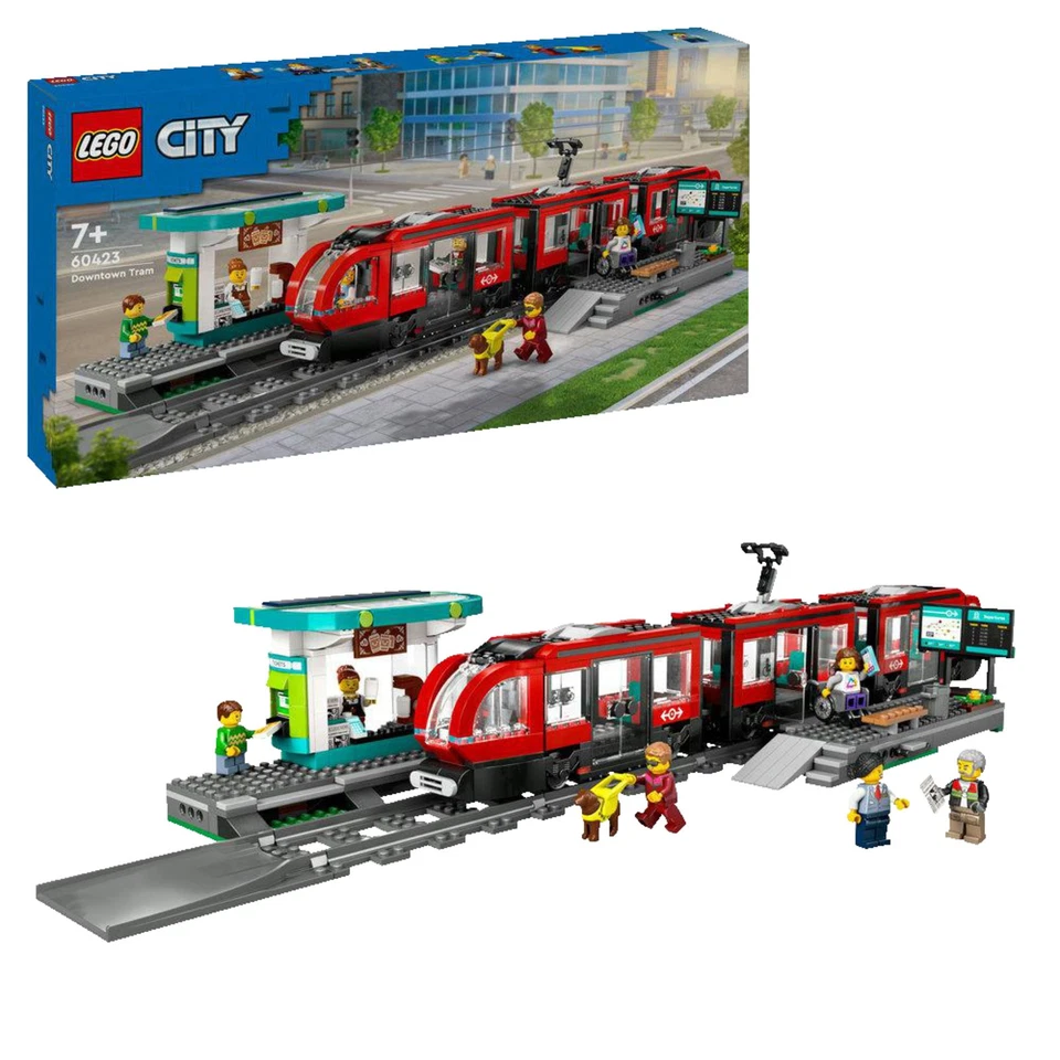 LEGO City 60423 Straßenbahn mit Haltestelle Bausatz, Mehrfarbig