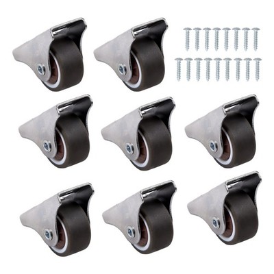 8 Pcs 1 Inch Mini Caster Wheels Low Profile One-Directional Non Swivel Casters