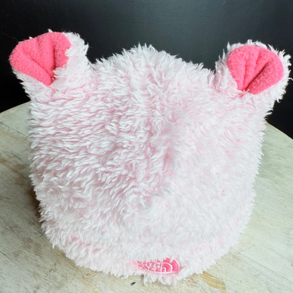 Gorro The North Face bebé niña oso 0 a 6 meses rosa difuso con orejas de oso Foto 3 de 4