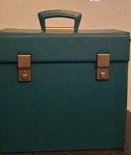 Vintage Record Carry Storage Case Box Vinyl Turquoise 1970s 12” LPs Albums
