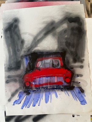 graffiti street art  Car   Ody West 22x28 poster size acrylic spray