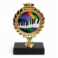 Vintage Piano Music Award Trophy Holographic Keys Marble Base Customizable