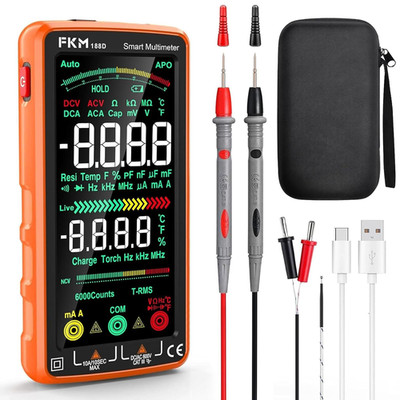Pro Digital Multimeter Tester TRMS 6000 Counts,Smart Rechargeable Voltmeter