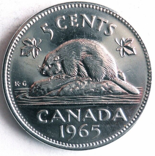 1965 CANADA 5 CENTS - Uncirculated Coin - FREE SHIP - Canada QEII Bin