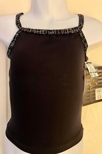 GK ELITE DANCE TOP CHILD SMALL BLACK CAMI FOIL DANCE CHEER JAZZ GYM SIZE S NWT 