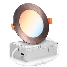 6-12 x PARMIDA 4" 5CCT 9W LED Slim Panel Dimmable Recessed Light in Bronze Trim