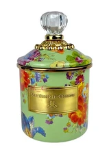 MacKenzie Childs Green Flower Market Demi Canister Brand New