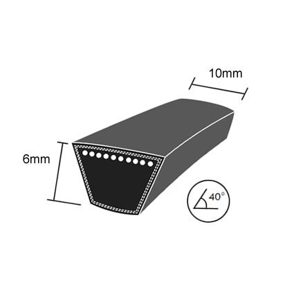 Keilriemen DRY-3L360K 3L Abschnitt 10x6 mm Qualitätsmarke verstärkt Mäher umwickelt - Bild 1 von 1
