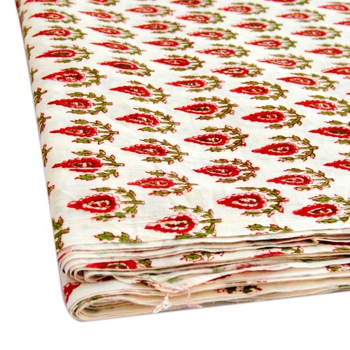 Indian Hand Block Floral Print Cotton Voile Fabric Craft Sewing Material 10 Yard - Picture 3 of 4