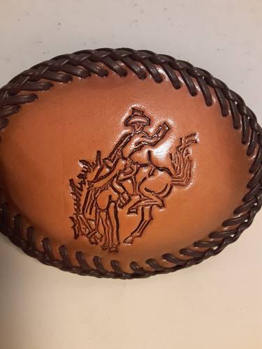 Bucking Bronc Bronco Horse Rodeo Cowboy Western Leather 90s Vintage Belt Buckle - Picture 2 of 4