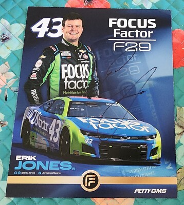 ERIK JONES ***AUTOGRAPHED*** #43 FOCUS FACTOR CUP SERIES HERO CARD #2