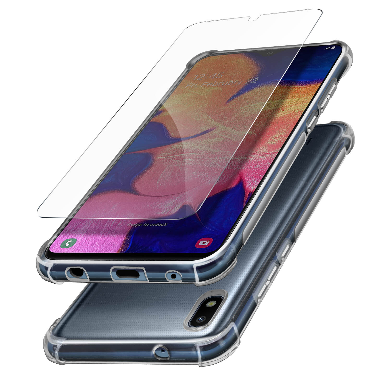 Protective pack for Galaxy A10 Flexible cover + 9H tempered glass film